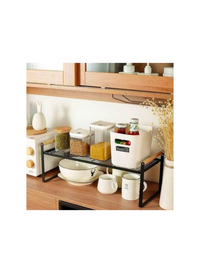 جولدن أروز منظم طاولة، رف توابل وحامل خزانة، رف تخزين معدني للخزانة بمقابض خشبية. - Image 1